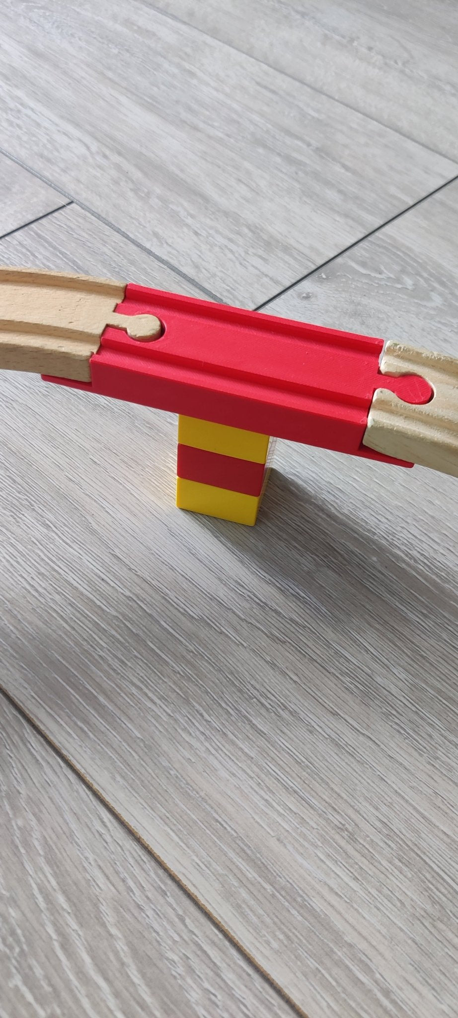 Wooden train track adaptor for plastic building blocks - 3 Pack