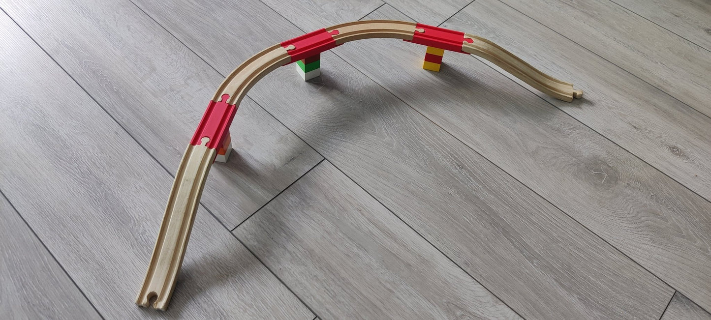 Wooden train track adaptor for plastic building blocks - 3 Pack